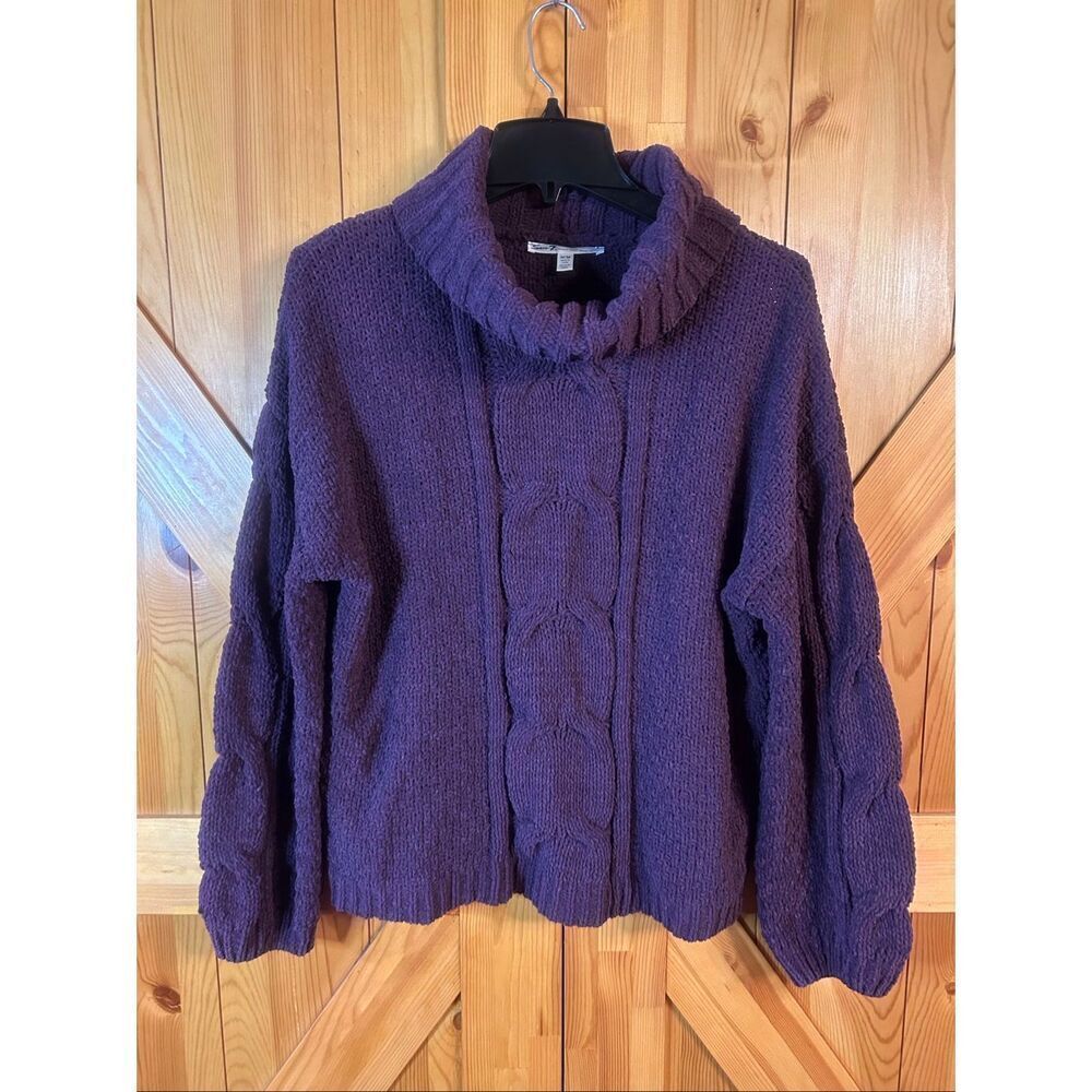 Seven7 Chenille Turtleneck Sweater Purple Size Medium (5668)